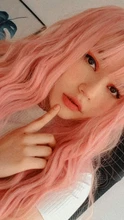 Pink Wigs Bangs Synthetic-Wig Wavy Hair Lolita Cosplay American Alan Eaton Long Women