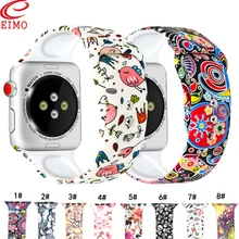 Силиконовый ремешок для apple watch группа 4 42mm 38mm 3 iwatch Группа 44 мм 40 мм браслет Корреа Спорт Популярные печати часы аксессуары