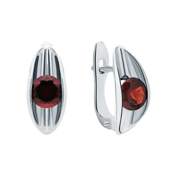 

Silver earrings with Garnet sunlight sample 925