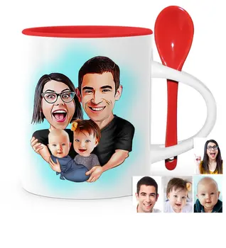 

Personalized Family Cartoon Red Spoon Mug Cup-4