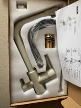 Grifo de latón con rotación de 360 grados para agua filtrada, grifería de cocina con ángulo doble y ángulo derecho, accesorio para fregadero de cocina