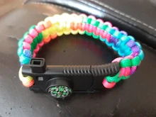 Brazalete de supervivencia al aire libre para hombres y mujeres, Paracord trenzado, multifunción, para acampada, rescate, pulsera de emergencia, brújula, cuchillo, silbato