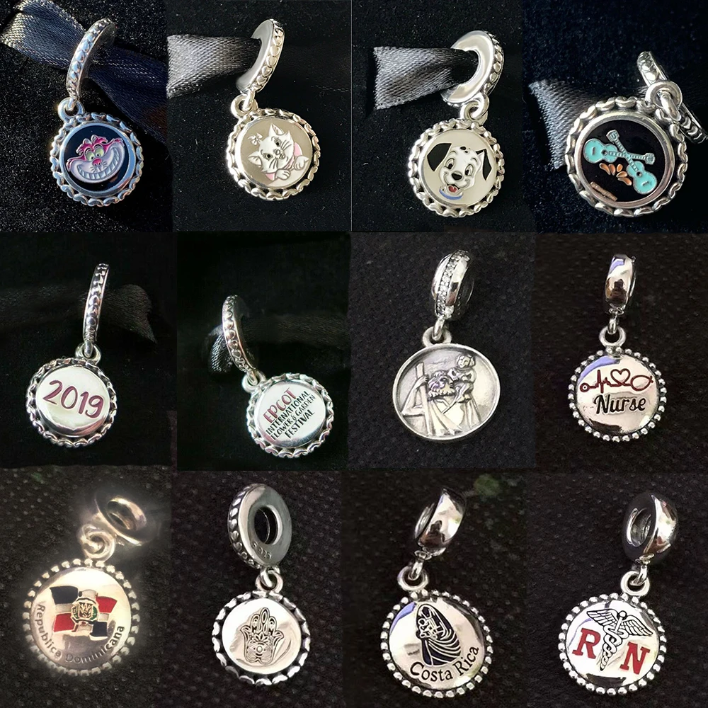 

High Quality Classic New Silver 925 Cat, Puppy, Guitar, Nurse, Palm Pendant Diy Original Ladies Jewelry Valentine's Day Gift