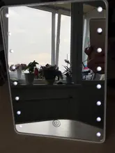 Espejo de maquillaje RUIMIO con 8/16 LEDs espejo cosmético con regulador táctil interruptor operado por batería Soporte para Baño de sobremesa viaje