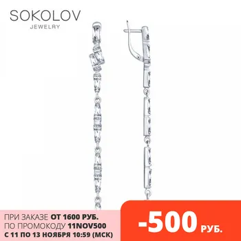 

SOKOLOV Silver drop earrings with stones with cubic zirconia fashion jewelry silver 925 women's male, long earrings