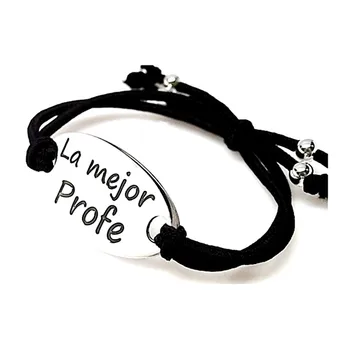 

Law silver bracelet 925m smooth tin sign THE BEST TEACHER rubber [AA9932]