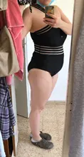 Bikini de una pieza con rayas negras para mujer, bañador Sexy, Monokini de realce, triangular, para playa