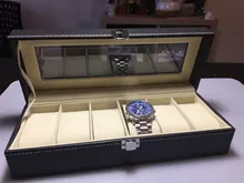 Caja de almacenamiento de reloj de cuero PU para hombre, organizador mecánico con 2/6/10/12 ranuras, expositor de relojes, Cajas de Regalo de joyería