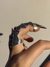 Docona-Anillos Midi Punk para mujer, armadura de Calavera, oro gótico, anillo ajustable de aleación, joyería de fiesta