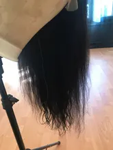 Peluca de malla con división media de 30 pulgadas, cabello humano liso brasileño Remy, prearrancado con pelo de bebé, parte T, 13x1