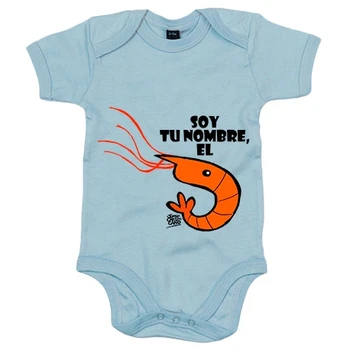 

Baby bodysuit prawn tops snacks gastronomy customizable with name
