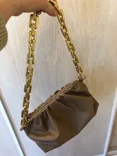 Bolso de mano de día para mujer, cadena dorada gruesa, pinza para masa, bolso de hombro, bolsa de hombro, Baguette plisado, 2021