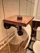 Roller Paper-Holder Storage-Shelf Toilet Iron-Pipe Restroom Wall-Mount Wood Industrial