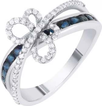 

Jay VI butterfly ring with diamonds, White Gold sapphires
