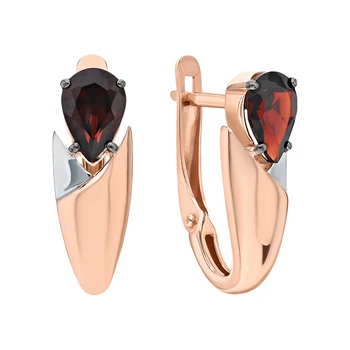 

Gold earrings with Garnet sunlight sample 585