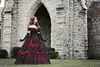 Gothic Belle Red Black Lace Wedding Gown Vintage Lace-up Corset Strapless Tiered Beauty Off Shoulder Plus Size Bridal Gown ► Photo 3/6
