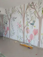 3D Wallpaper Decoration Forest Milofi Nordic Children Background Minimalist Mural Bird
