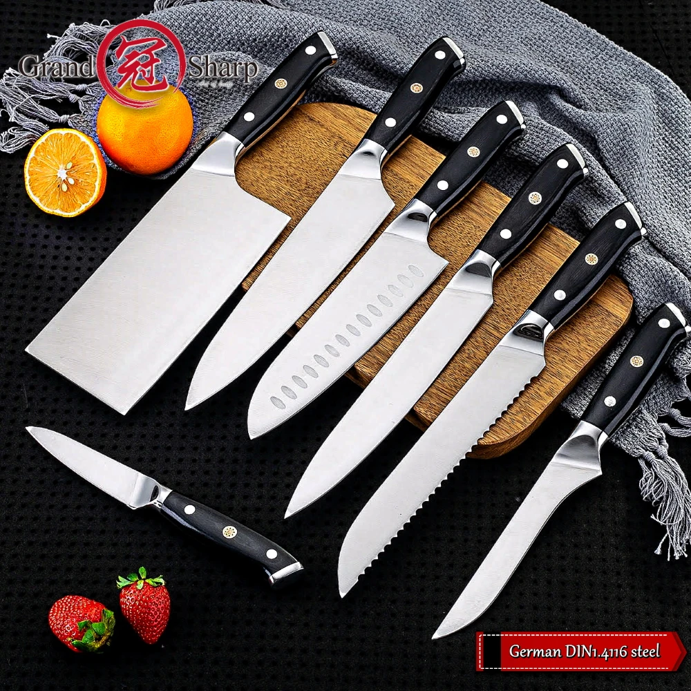 Grandsharp кухонные ножи Германия 1,4116 высокоуглеродистая Нержавеющая сталь Santoku склеивание инструменты для домашнего приготовления японский нож