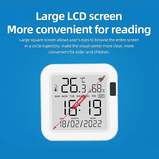 Tuya Temperature and Humidity Smart Sensor With Backlight for Smart Home var WiFi SmartLife Work with Alexa Google Assistant 4