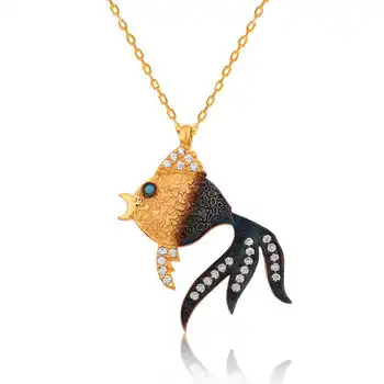 

925 sterling Silver Fish Lady Necklace