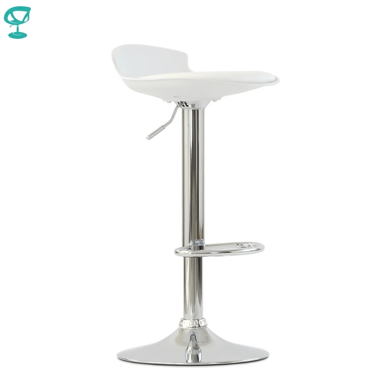 95633 Barneo N 264 пластиковый поворотный белый барный стул основание хром высокий на