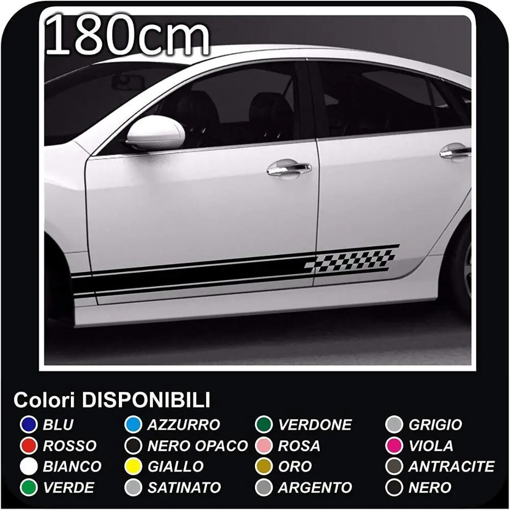 Stickers 180cm Side Stripes Tuning Styling Car Sticker Checked checkered checkerboard stripes | Автомобили и мотоциклы