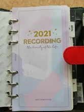 Hojas sueltas Kawaii A5 A6, recambio de papel, carpeta espiral, índice de páginas internas, planificador diario semanal mensual, Agenda, 2021, 45 hojas