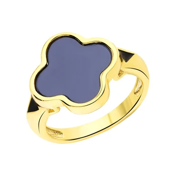 

Silver ring with ceramics and enamel sunlight sample 925