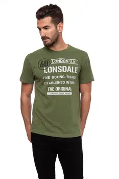 

Lonsdale man T Shirt Army green color short sleeve brand prints, cotton size M
