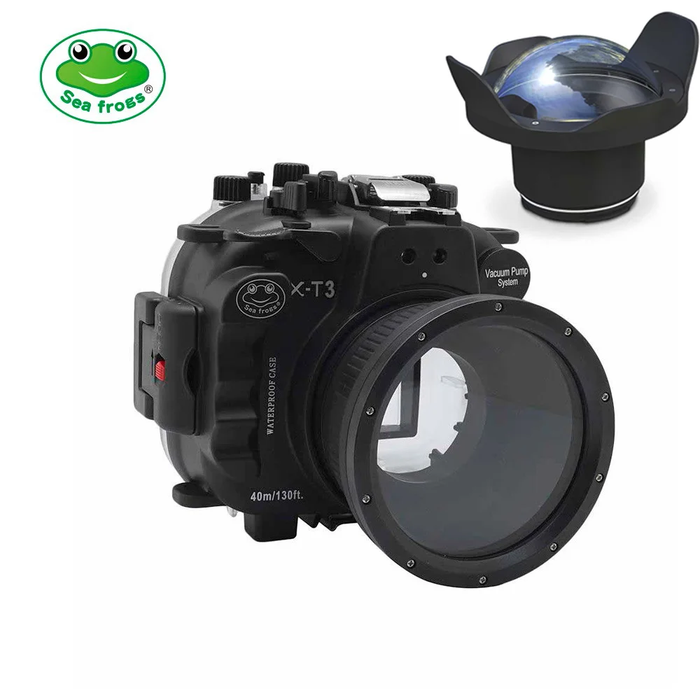 Seafrogs 40M/130FT 수중 카메라 하우징 줌 기어가있는 Fujifilm X-T3 용 방수 케이스 XC16-50mm XF18-55mm 방수