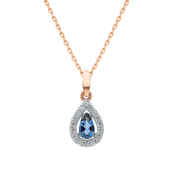

Gold pendant with cubic zirconia and Topaz synthetic sunlight