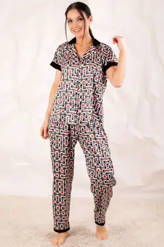 

Armonika Women Small Puanli Collar Satin Pajamas set ARM-20Y001019