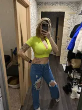 Jeans Capris-Bottom Women Pants Ripped-Hole Streetwear Darlingaga High-Waist Denim Vintage