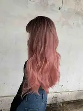 Pink Cosplay Wigs Dark-Root Wavy Colorful-Fiber Black White High-Temperature Synthetic-Long