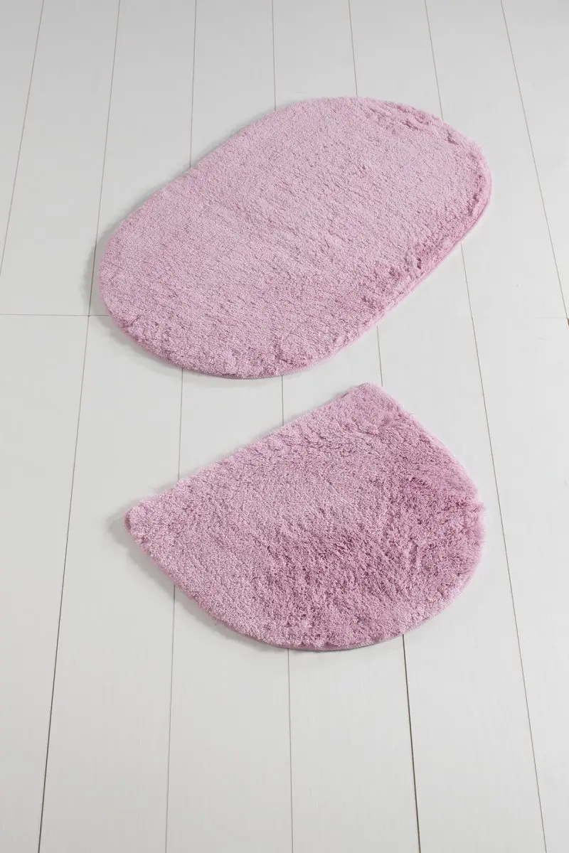 Коврики для ванной нескользящие Противоскользящие коврики Нескользящие противоскользящие цвета Розовый овальный 2'Li набор 60X100 cm-50X60 см