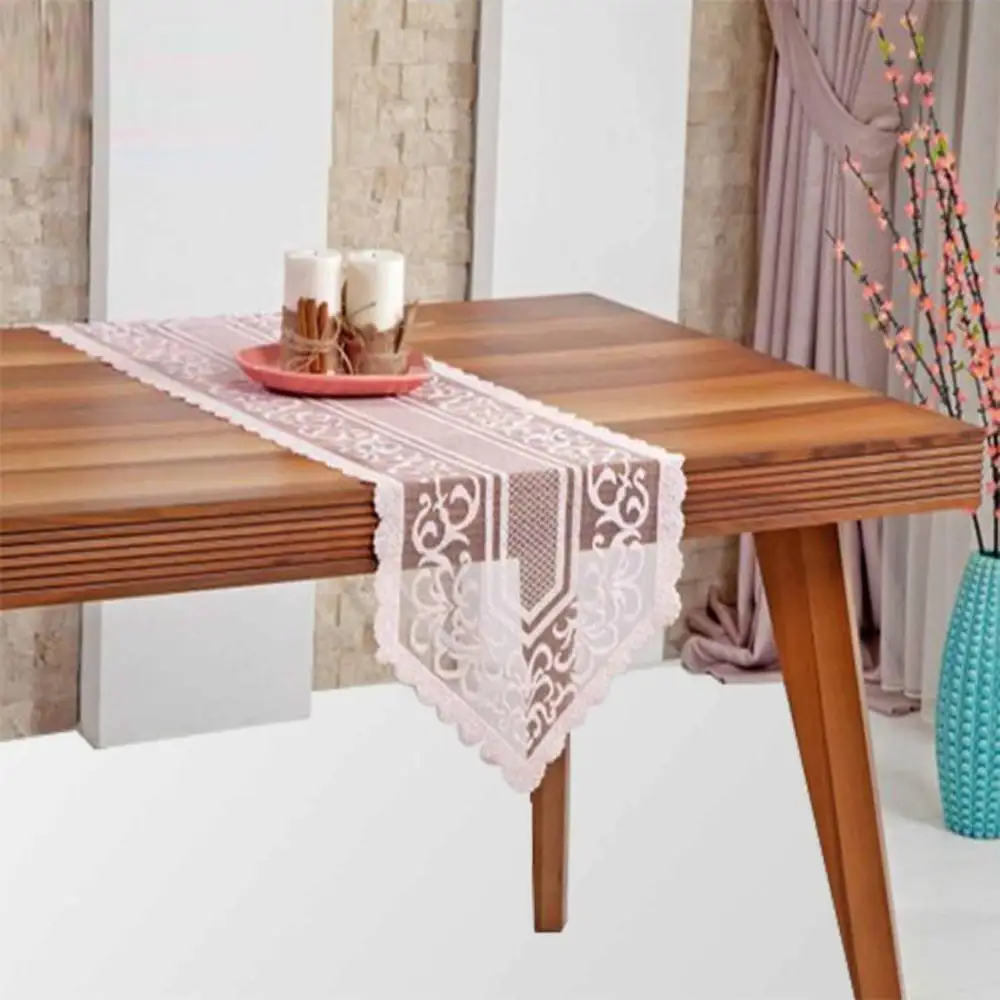 Розовый Embrodery Тюль прямоугольная крышка стола для столовой небольшой кухонный стол бегун для свадьбы День рождения, детский душ