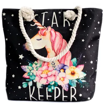 

Shopper bag with rope handle-unicorn