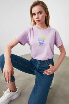 

Trendyol Printed Semi-Fitted Knitted T-Shirt TWOSS20TS0314