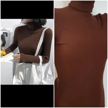Suéteres marrones para mujer, Jersey de punto blanco, Jersey de manga larga con cuello de tortuga, Jersey Delgado, Jersey suave y cálido para mujer 2020 jersey invierno mujeres jersey cuello alto mujer Primavera 2021