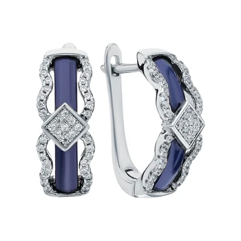 

Silver earrings with ceramics and cubic zirconia sunlight sample 925
