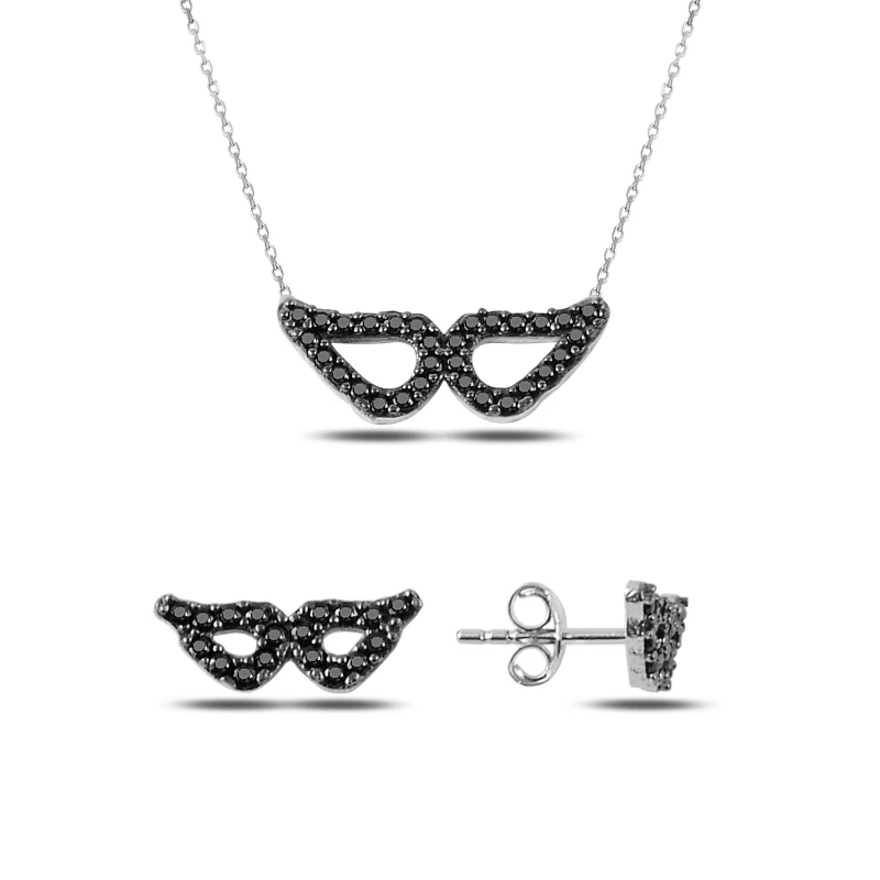 

Silver 925 Sterling Black Zircon Stone Wing Set