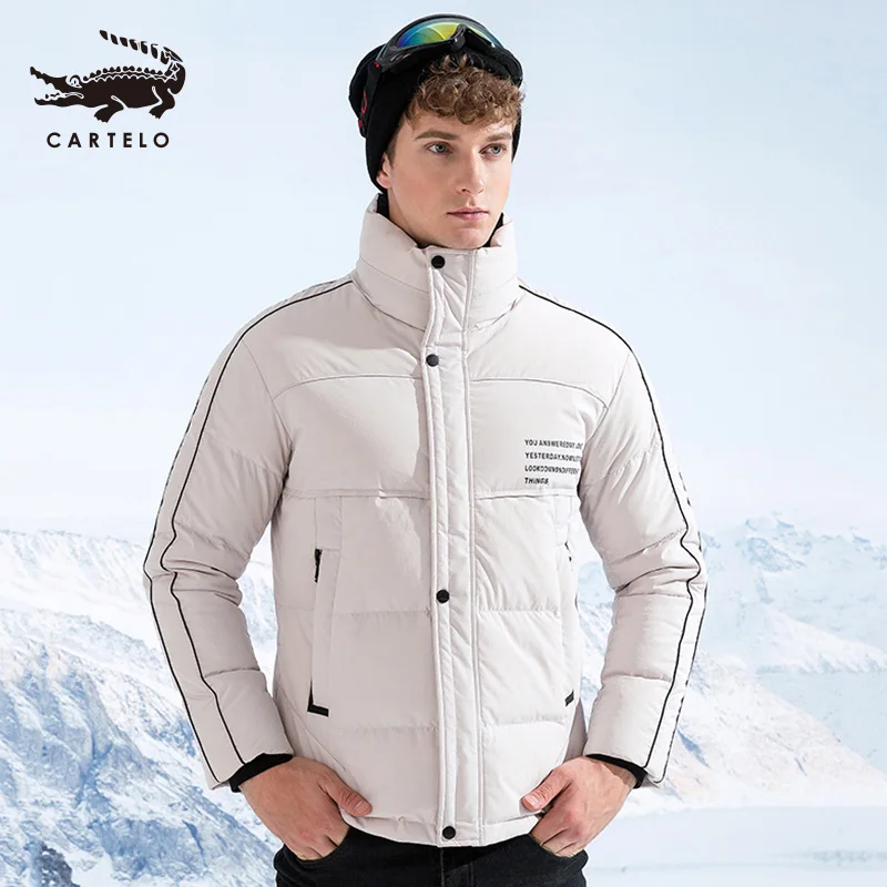 Для мужчин белые куртки пуховики на утином пуху зимний теплый пуховик перо