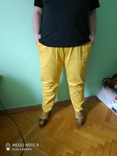 Pantalones harén de algodón para mujer, pantalón vaquero informal combinado con cintura elástica, de talla grande, amarillo y blanco, D321, novedad de verano