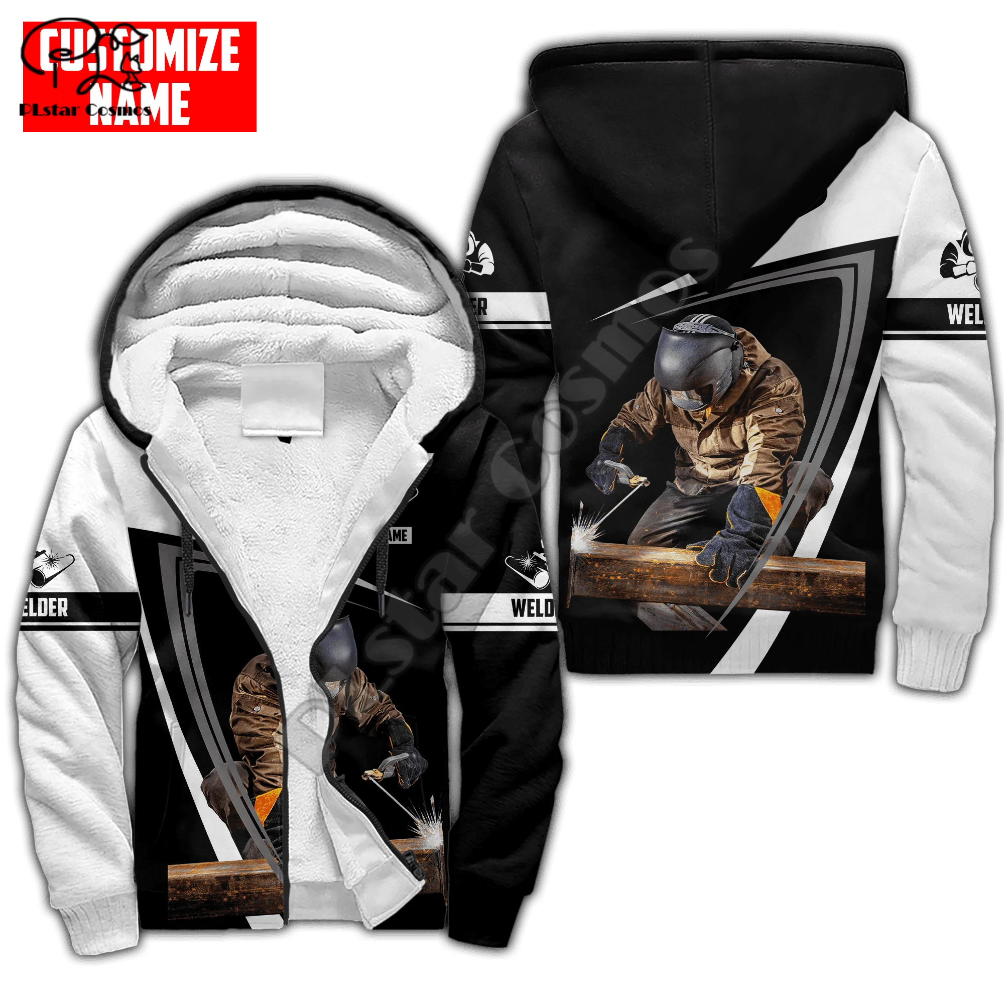 PLstar Cosmos Welder Worker 3D Printed Fashion Winter Clothing Casual Warm Hood Thick Coat Zipper Man Fleece Hoodies Jacket W15