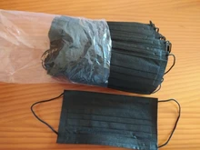 Mascarilla desechable de 3 capas, máscara facial de tela no tejida, antipolvo, con elásticos para las orejas, color negro, 10/50/100 Uds.