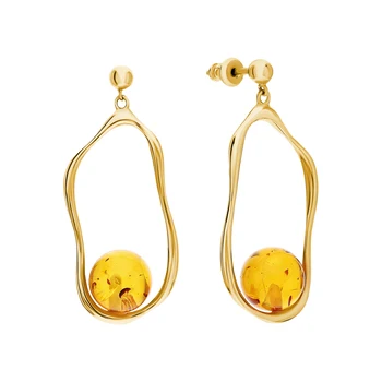 

Silver earrings with Amber artificial sunlight sample 925