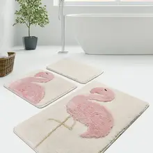 Коврик для ванной | коврик для ванной, Нескользящие Противоскользящие коврики, Розовый фламинго, 3л набор 60X100 cm-50X60 Cm-40X60 см