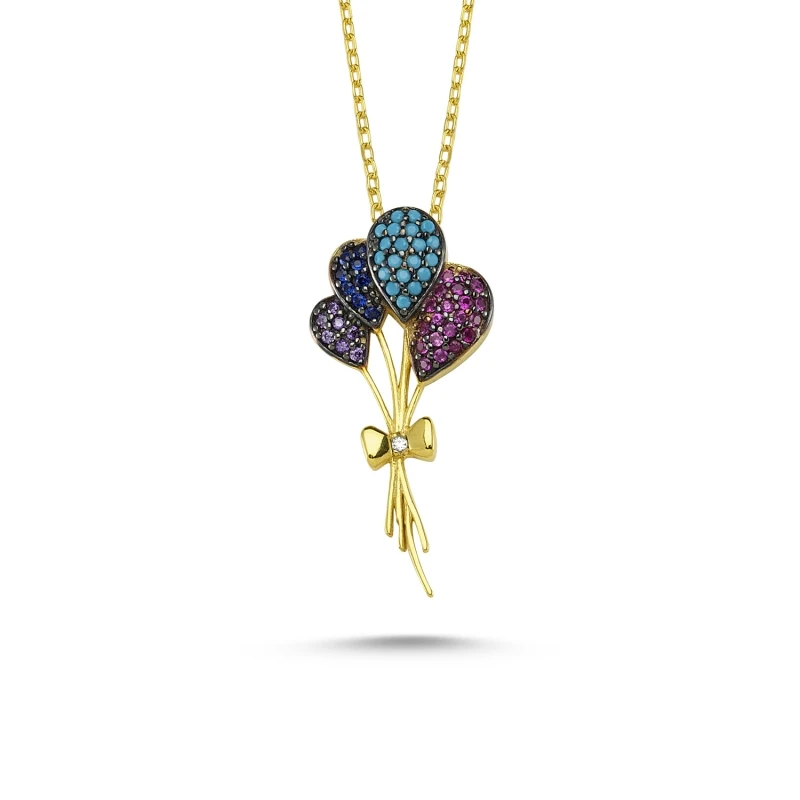 KUTAYDAN Zircon Balloon Necklace 925 Sterling Silver
