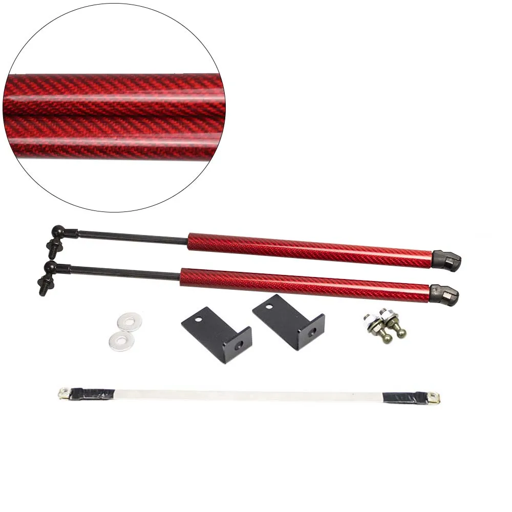 red carbon fiber Демпфер для Ford Explorer 2011- передняя крышка капота 2 шт. автомобильный из углеродного волокна изменить газовые стойки Лифт поддержка амортизатор - Цвет: red carbon fiber