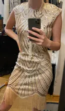 Summer Women Dress 1920s-Flapper-Dress Sequin-Fringe Party-Midi Great-Gatsby Sleeve O-Neck